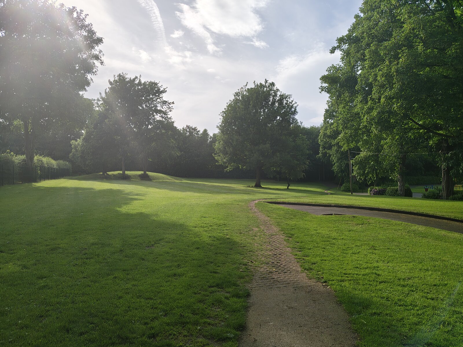 The park's main path in golden evening light