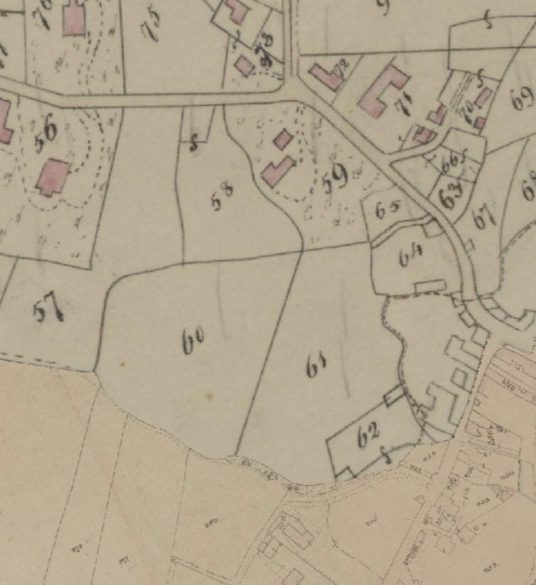 1850 Tithe Map (EDT 436/2) showing the field plots in the Winnington Bank area, Northwich — plot 59 is the Winnington Bank House estate that became Verdin Park