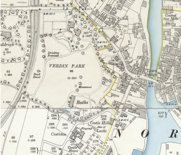 1908 Ordnance Survey map of Verdin Park showing the original extent of the park